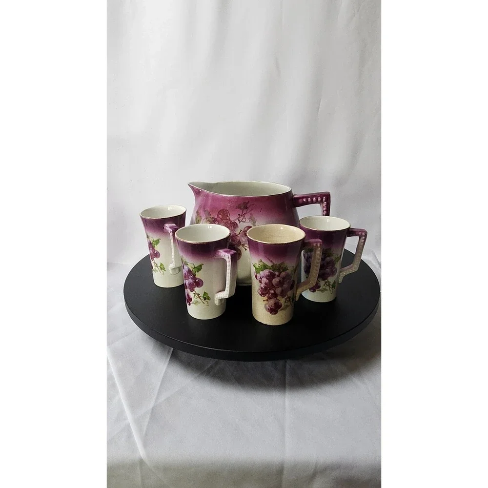 Vintage Wine/Cider Serving Set - Tray, Pitcher, 5 Mugs - Picture 3 of 10